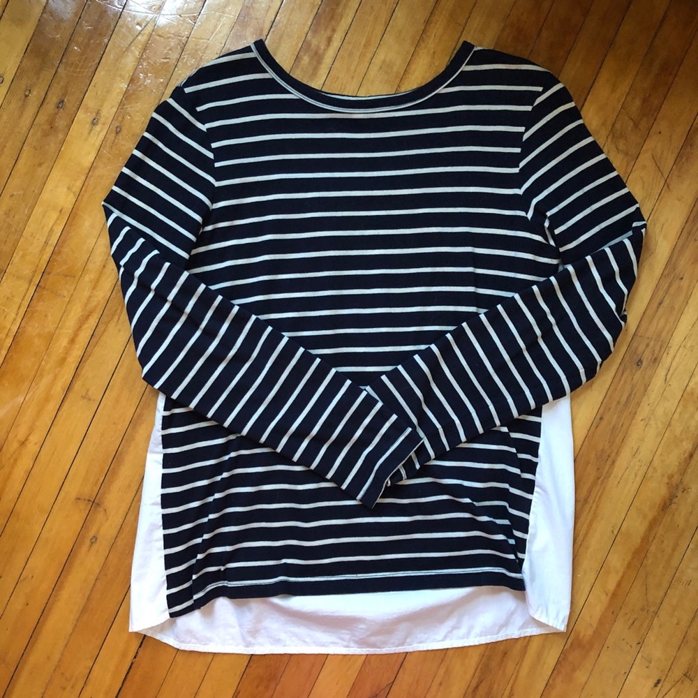 Clu Too navy & white striped top